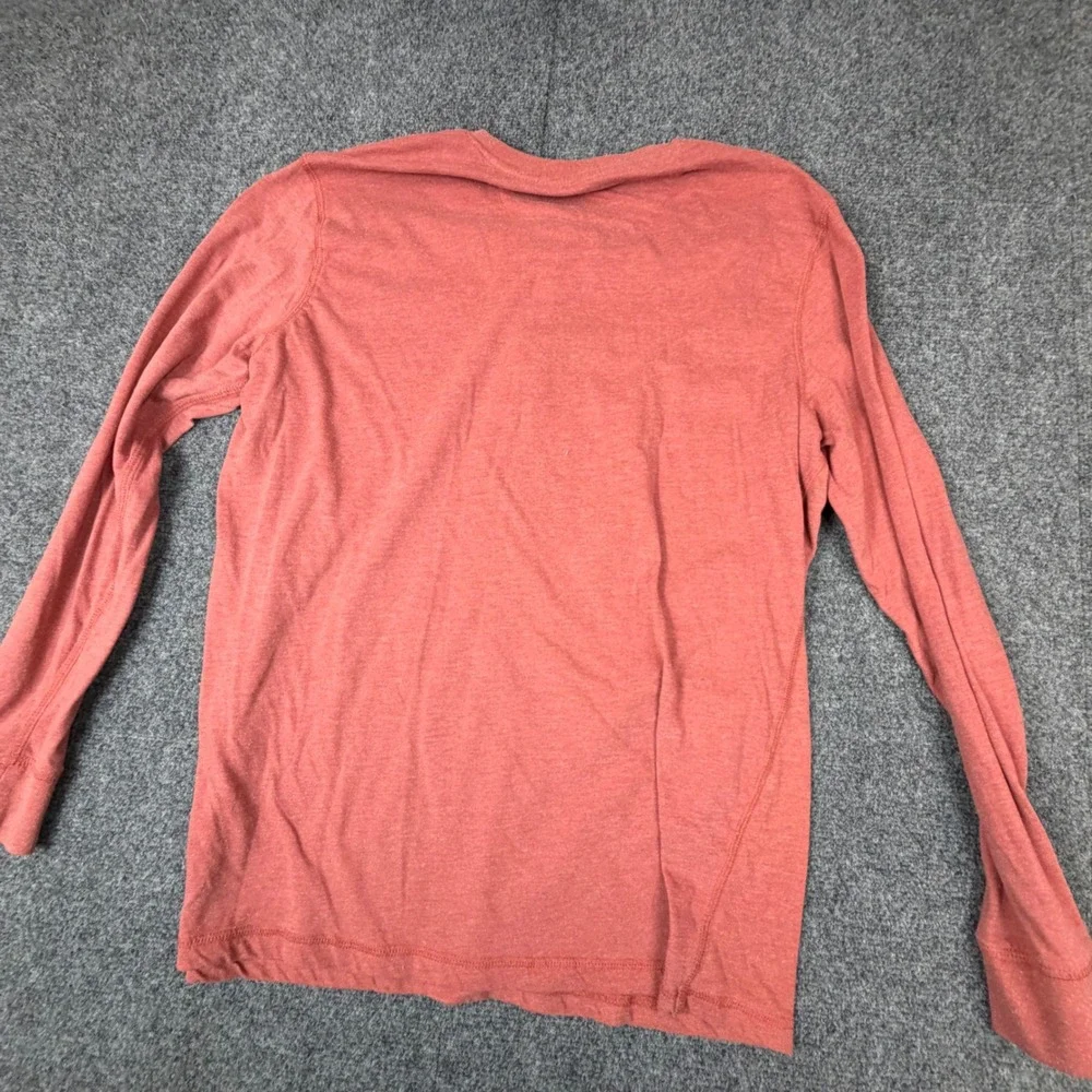 VTG Weatherproof Mens Size L Large Long Sleeve Henley Heathered Shirt‎ Coral Red